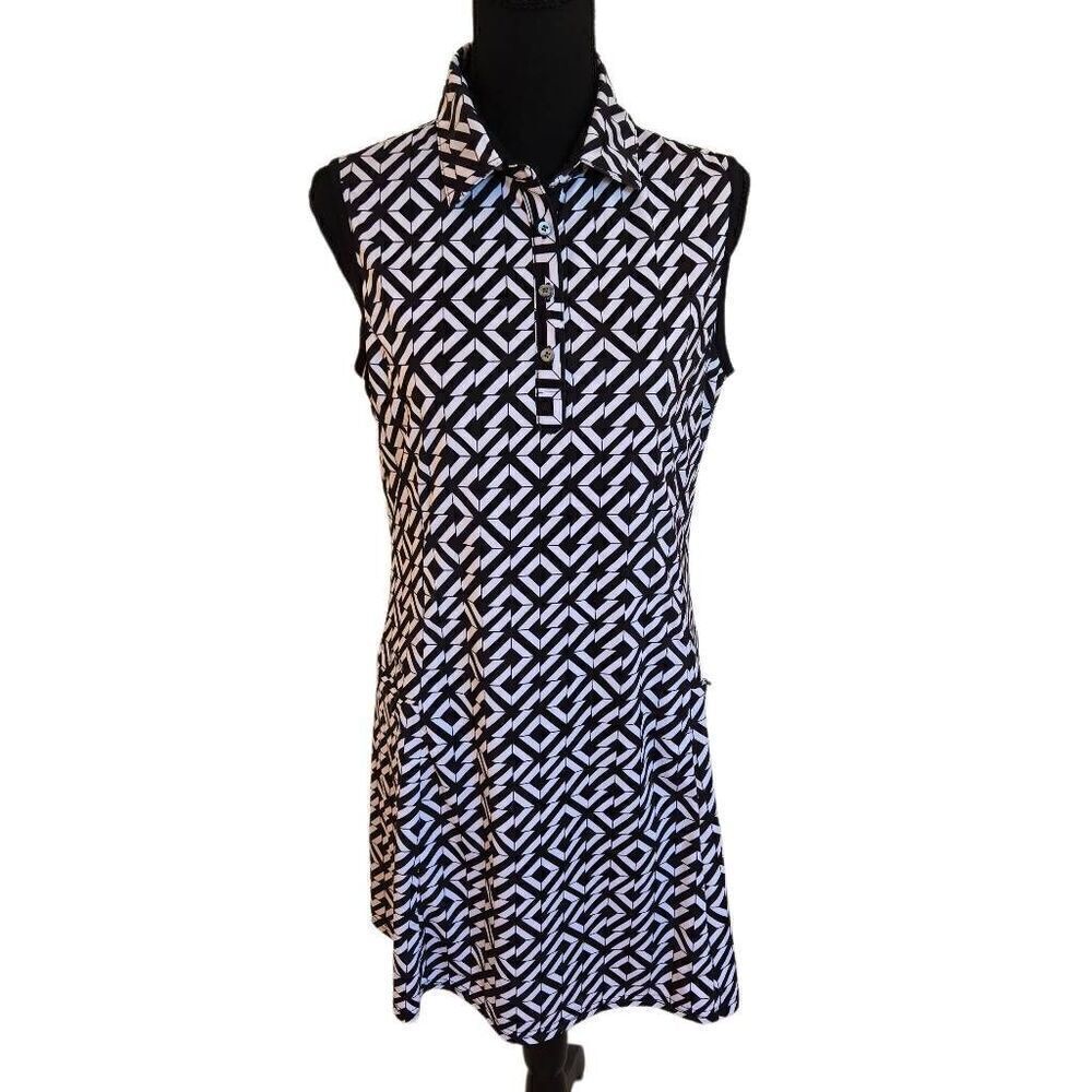 Nivo Womens  Print Sleeveless Athletic Golf Dress Black White …